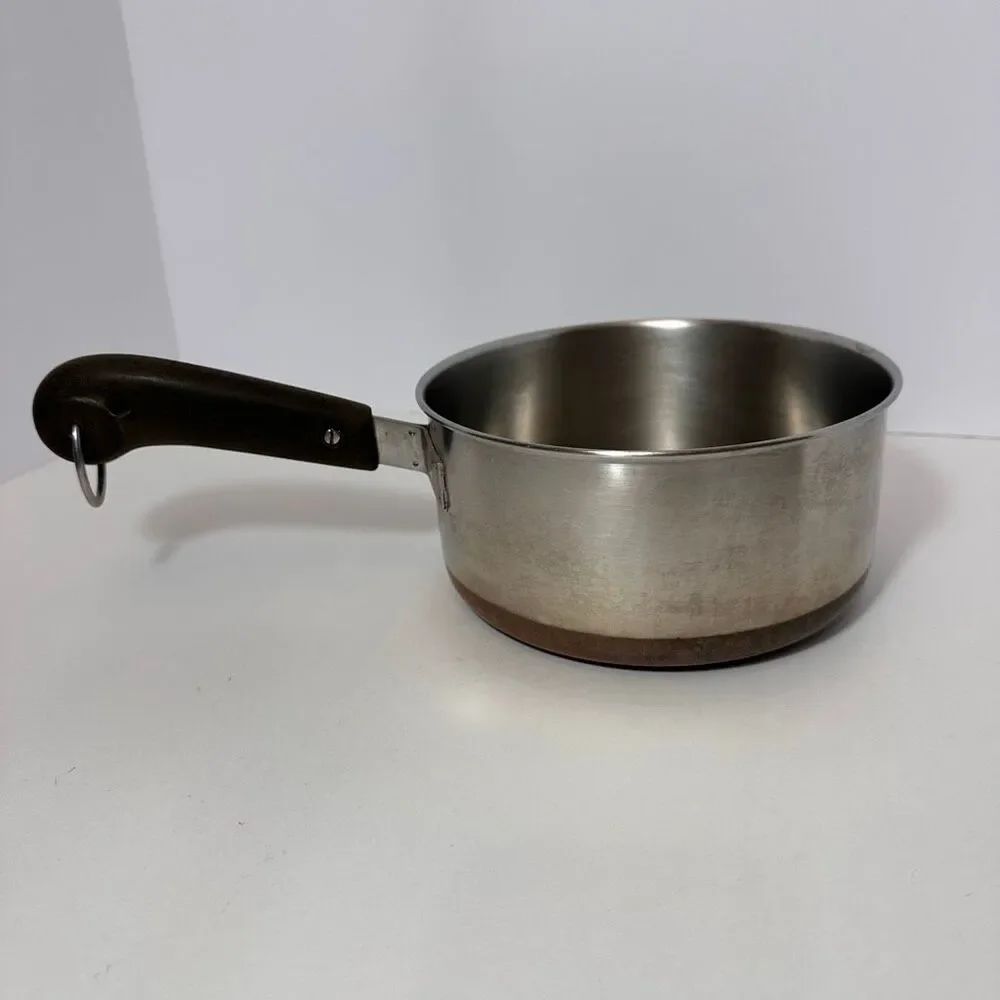 Vintage Revere Ware 2 Quart Saucepan Stainless Steel Body Copper Bottom Pre 1068